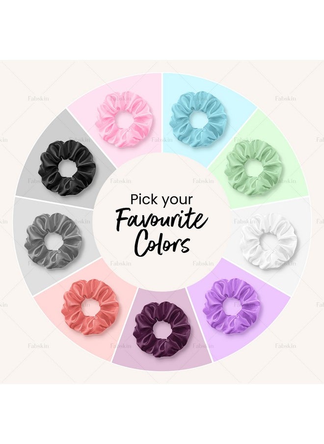 Fabskin Fabskin Luxury Satin Scrunchies For Women and Girls | Stylish & Cute Hair Accessories Ties Scrunchies Ponytail Holders | Pack Of 3 (Black, White & Grey)  - Image 5