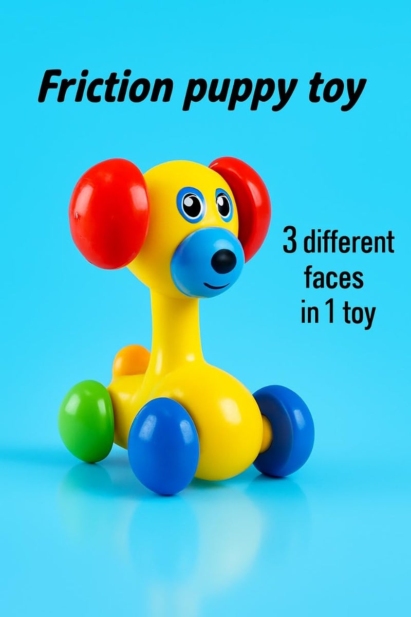 MOPANIRAJ Friction Powered Puppy Dog Toy Car for Toddlers - 360° Flip Stunt Action, 3 Face Expressions, No Batteries Needed - Push and Go Learning Toy Gift for Kids Boys Girls Ages 1-4 - Image 2