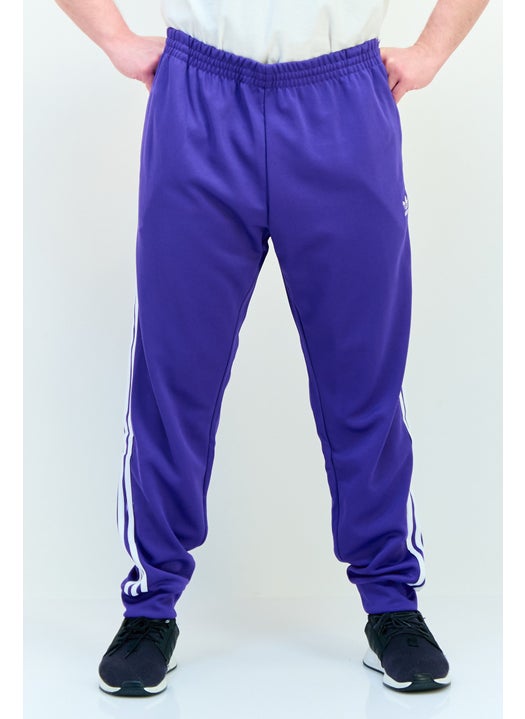 Men Slim Fit Brand Logo Outdoor Track Pants, Energy Ink