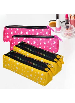 Kuber Industries Makeup Pouch | Rexine Cosmetic Pouch | Travel Makeup Pouch For Girls | Storage Makeup Bag | Star Makeup Pouch | Pack Of 4 | Multi  - Image 1