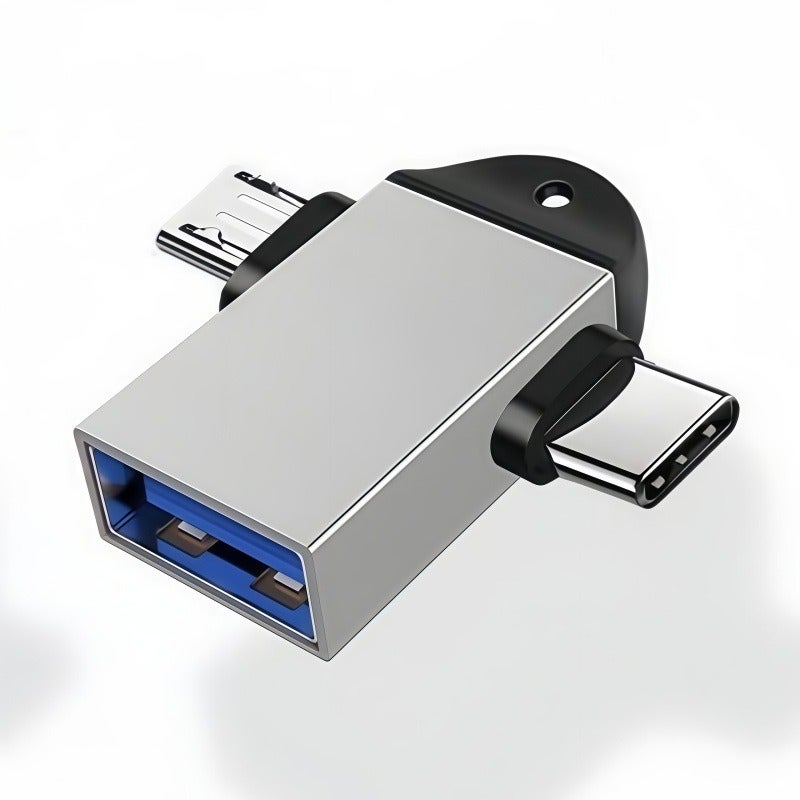 محول OTG من Type-C إلى Micro USB مع USB 3.0 وقارئ بطاقات الذاكرة - Image 1