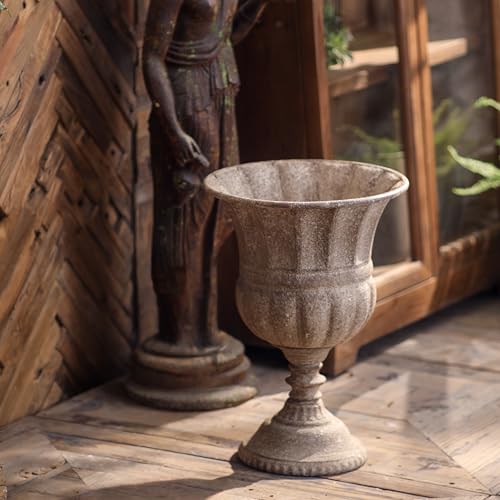 NOONEAU Vintage Urn Planter with Embossed Pattern, Imitation Stone Finish Flower Pot, Distressed Classic Plant Pot for Outdoor Indoor Home Garden Patio Front Porch Entryway（12 * 17 in） - Image 1