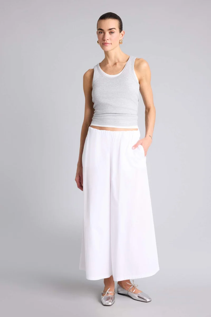 ديفاكتو Wide Leg Regular Waist Poplin Trousers