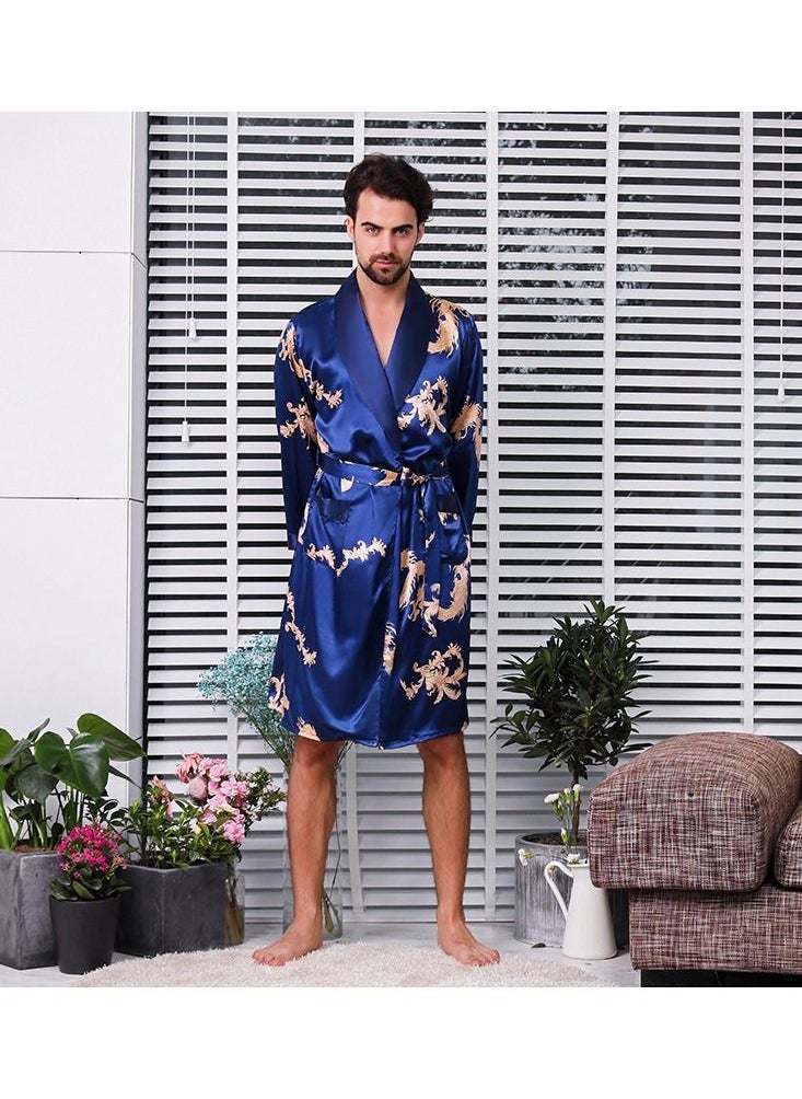 Loquat - Printed Pyjama Robe Blue - Image 1