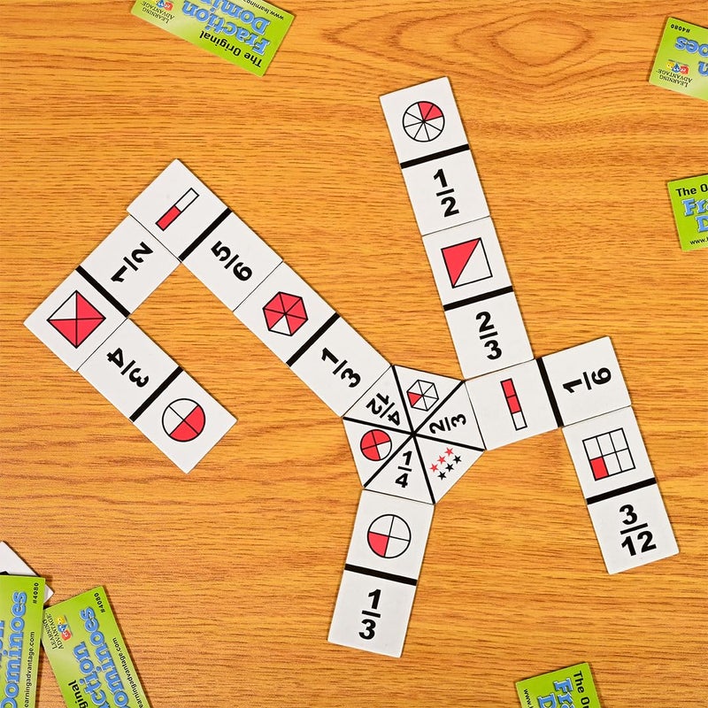 LEARNING ADVANTAGE The Original Fraction Dominoes | Homeschool Learning Fraction Game | 45 Dominoes | Math Manipulative for Kids | Teach Equivalents, Addition and Subtraction - Image 5