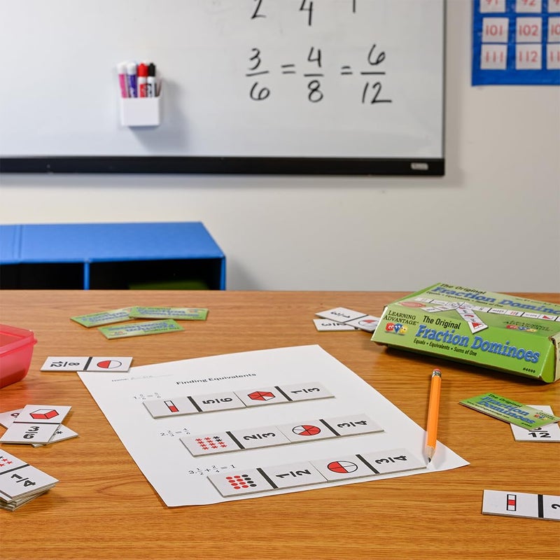 LEARNING ADVANTAGE The Original Fraction Dominoes | Homeschool Learning Fraction Game | 45 Dominoes | Math Manipulative for Kids | Teach Equivalents, Addition and Subtraction - Image 4