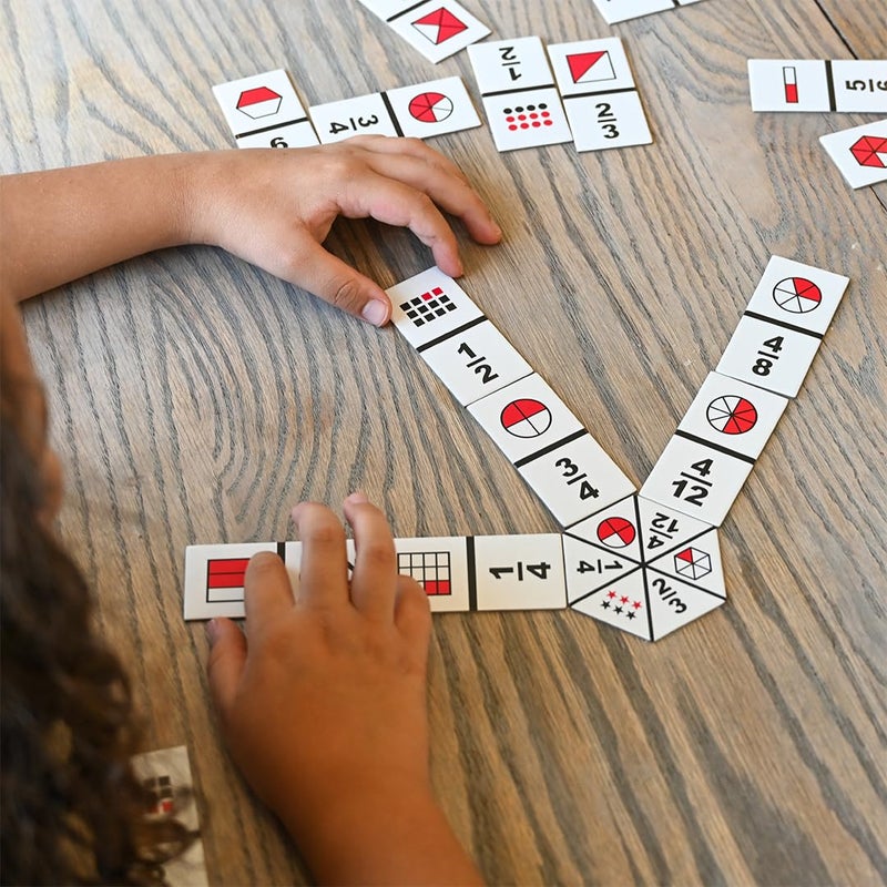 LEARNING ADVANTAGE The Original Fraction Dominoes | Homeschool Learning Fraction Game | 45 Dominoes | Math Manipulative for Kids | Teach Equivalents, Addition and Subtraction - Image 2