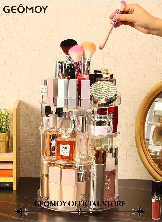 Geomoy 2PCS Rotating Makeup Organizer 360 Degree Spinning Storage Display Case Clear Acrylic Vanity & Bathroom Organizer for Skincare Perfume Cosmetic Beauty Make up Products - Image 2