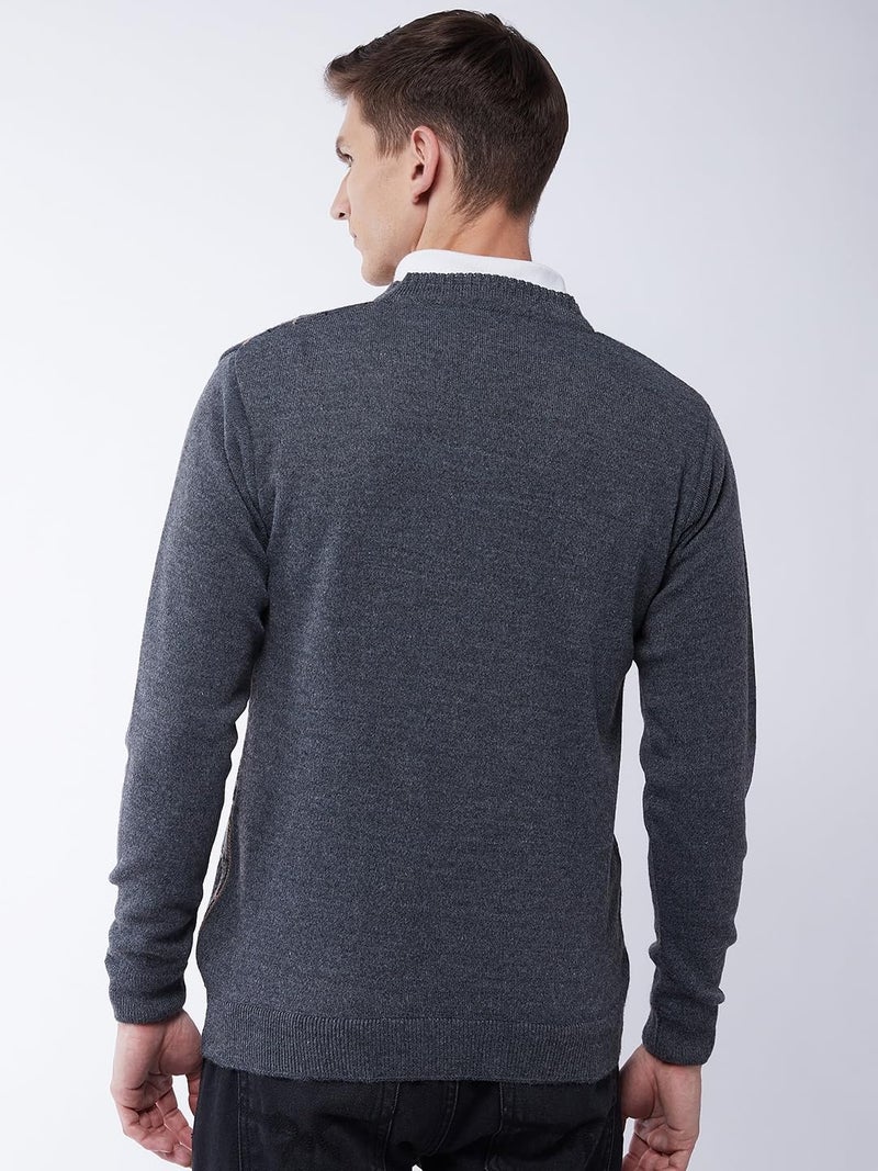 Pivl Men's Winter Geometric Print Sweater - Warmth and Style for The Season_Grey_M||Winterwear|| - Image 5