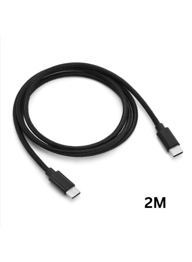 Braided USB-C to USB-C Cable – 60W PD Fast Charging, 3A Type-C Charging & Data Cable – Durable Nylon Braided – 1M/2M – Black  - Image 1