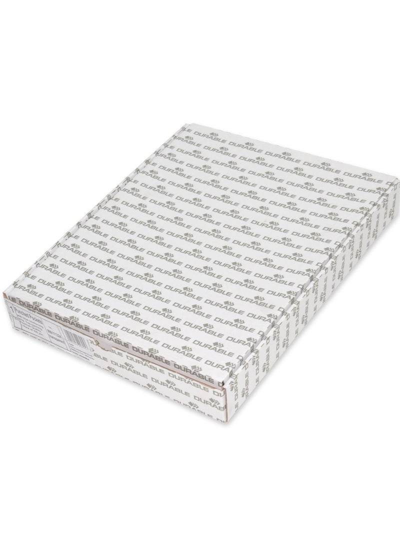 Durable punched pocket A4, open top, grained, 90my, transparent with blue perforated spine, 100 pieces - Image 3