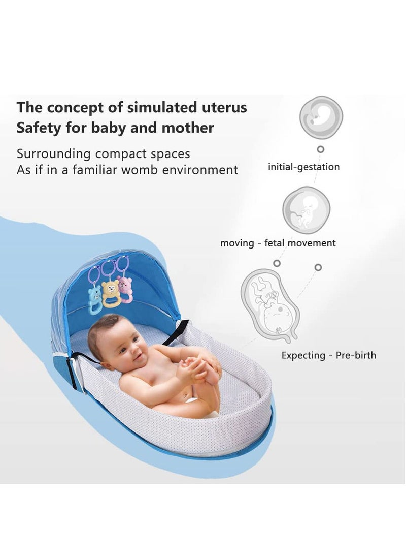 Arabest - Baby Crib Cradle, Travel Cot Portable Baby Bed Travel Bassinet Foldable Infant Crib Baby Cots, Adjustable Canopy Bedside Baby Crib 3 in 1 Folding Baby Bassinet with Mosquito Net - Image 1