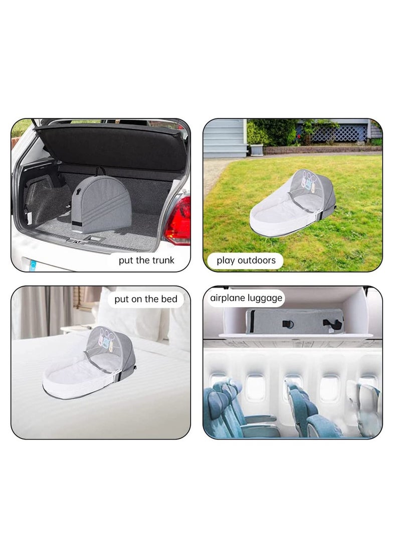 Arabest - Baby Crib Cradle, Travel Cot Portable Baby Bed Travel Bassinet Foldable Infant Crib Baby Cots, Adjustable Canopy Bedside Baby Crib 3 in 1 Folding Baby Bassinet with Mosquito Net - Image 1