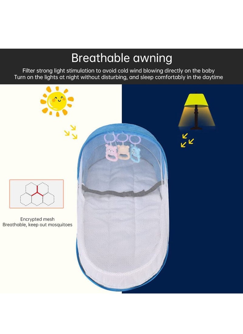 Arabest - Baby Crib Cradle, Travel Cot Portable Baby Bed Travel Bassinet Foldable Infant Crib Baby Cots, Adjustable Canopy Bedside Baby Crib 3 in 1 Folding Baby Bassinet with Mosquito Net - Image 1