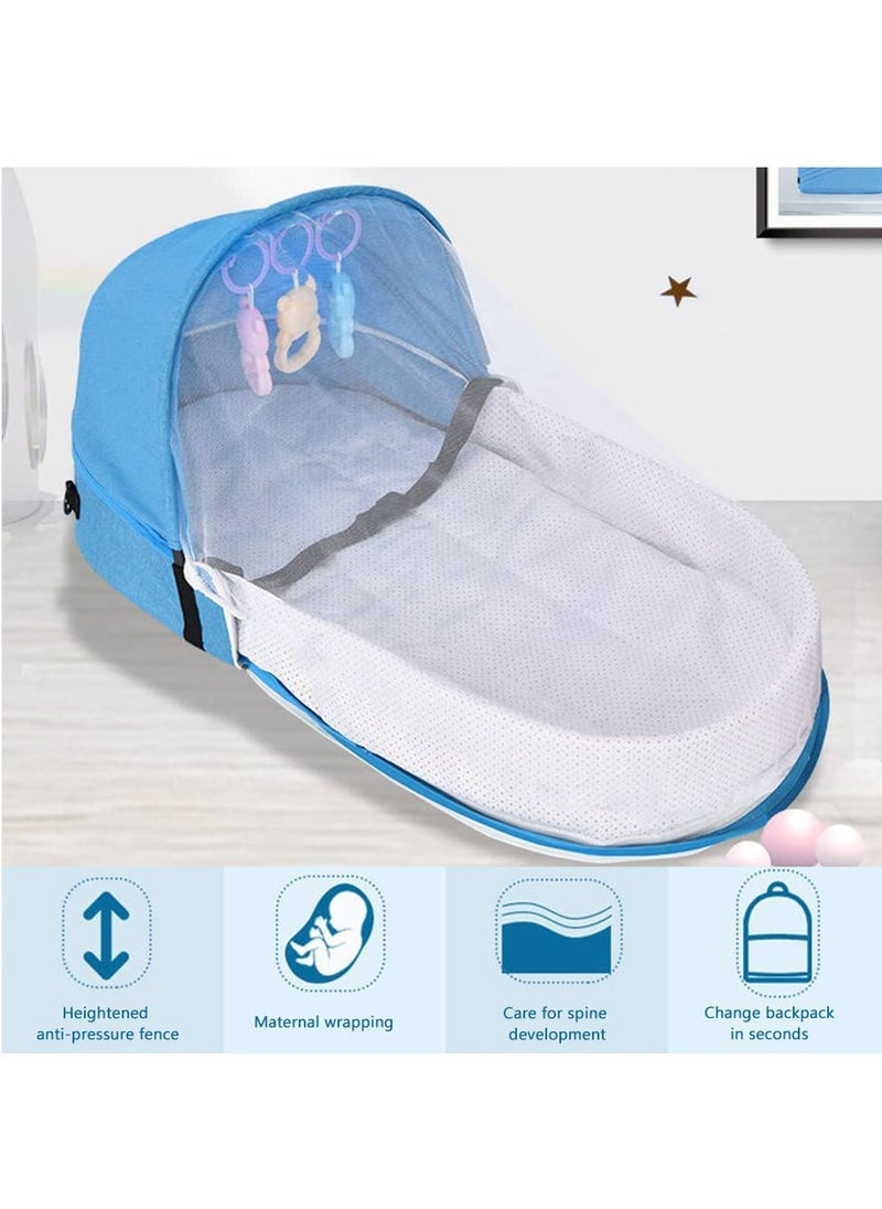 Arabest - Baby Crib Cradle, Travel Cot Portable Baby Bed Travel Bassinet Foldable Infant Crib Baby Cots, Adjustable Canopy Bedside Baby Crib 3 in 1 Folding Baby Bassinet with Mosquito Net - Image 1
