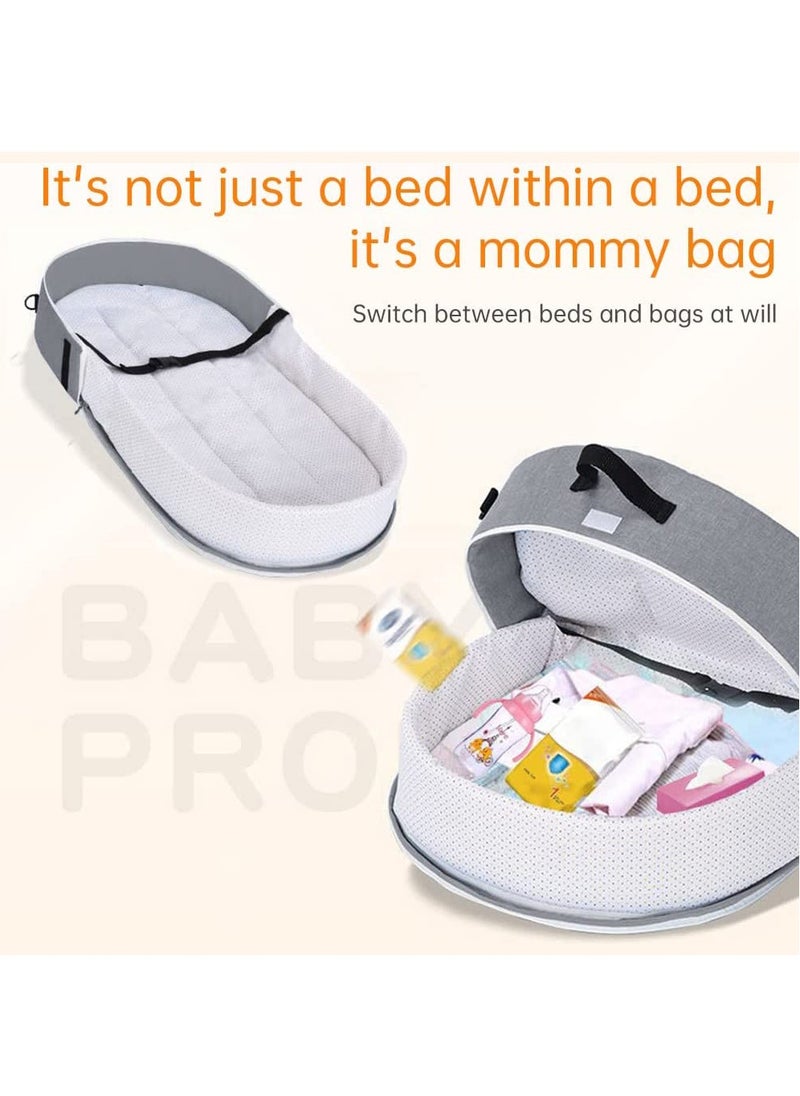 Arabest - Baby Crib Cradle, Travel Cot Portable Baby Bed Travel Bassinet Foldable Infant Crib Baby Cots, Adjustable Canopy Bedside Baby Crib 3 in 1 Folding Baby Bassinet with Mosquito Net - Image 1