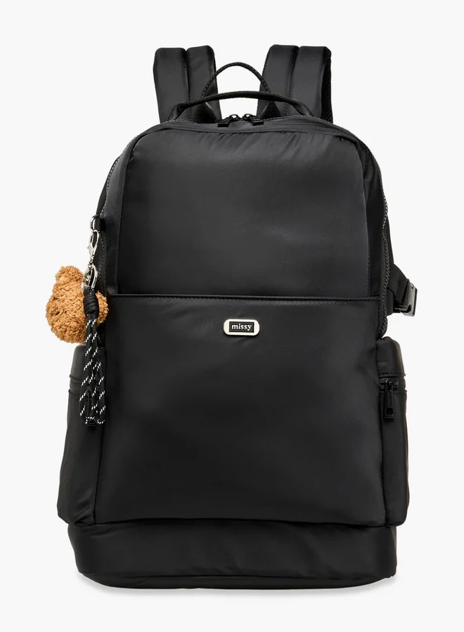 MISSY Solid Backpack with Adjustable Shoulder Straps and Zip Closure - 29x32x48 cms