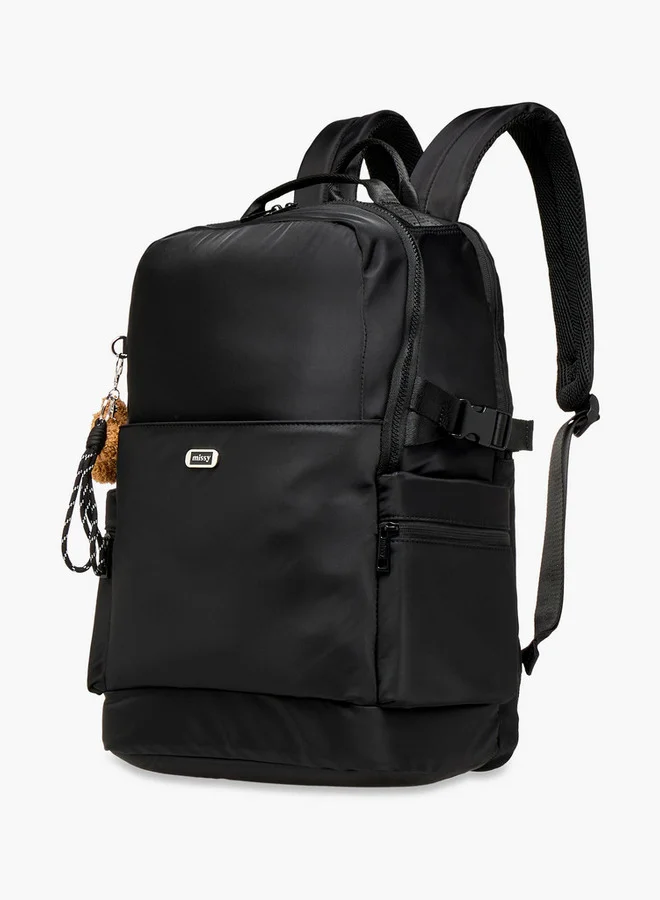 MISSY Solid Backpack with Adjustable Shoulder Straps and Zip Closure - 29x32x48 cms