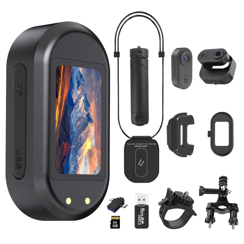 MGW Star 2.7K Mini Body Camera 64GB, Image Stabilization Wearable Action Body Cam, Thumb Hands Free Recording Bodycam with Magnetic Lanyard, Premium Portable Camcorder for Work/Travel/Pet Walking (Black) - Image 1