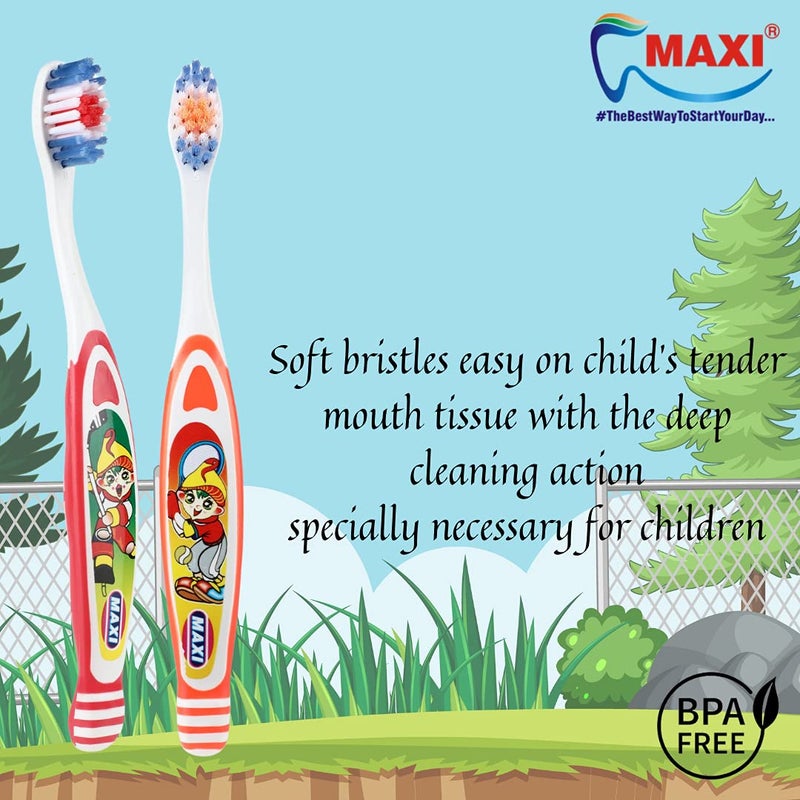 MAXI Bunty Bubli Kids Soft Toothbrush, 2 Years+, Multicolor (Pack of 12) - Image 2