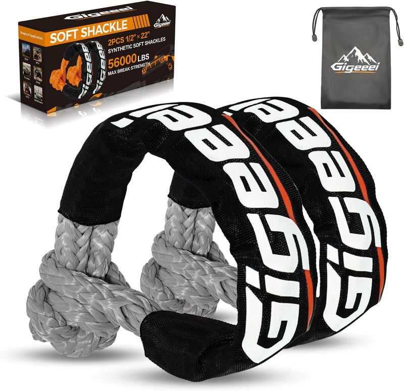 Gigeeei Soft Shackles Tow Recovery - 1/2 Inch X 22 Inch (56,000lbs) Soft Shackle Recovery Kit for Off-Road Winch and Vehicle Towing - Image 1