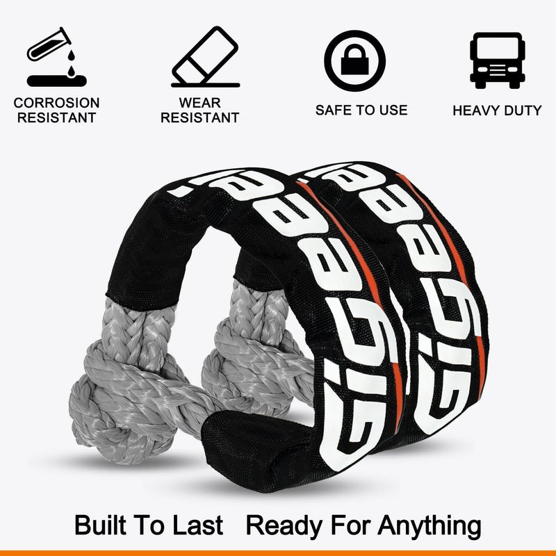 Gigeeei Soft Shackles Tow Recovery - 1/2 Inch X 22 Inch (56,000lbs) Soft Shackle Recovery Kit for Off-Road Winch and Vehicle Towing - Image 4