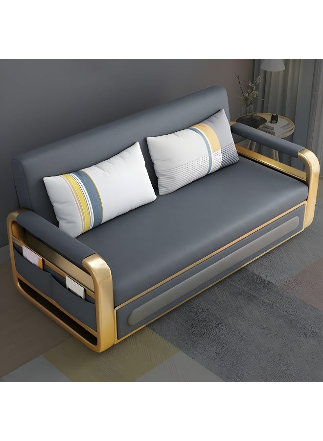 Comfynest Comfynest Faux Leather Metal Arm Convertible Futon Sofa Bed  - Image 3