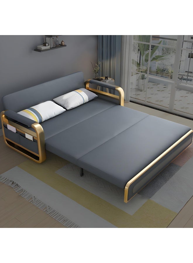 Comfynest Comfynest Faux Leather Metal Arm Convertible Futon Sofa Bed  - Image 2