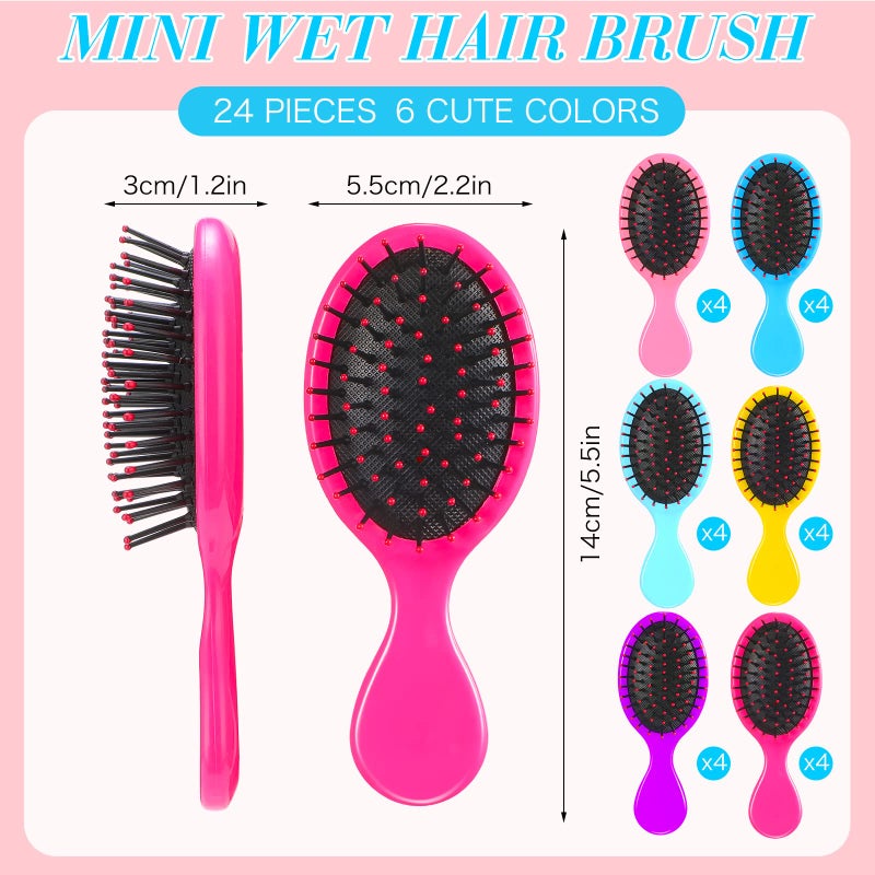 Yoande 24 Pcs Mini Brush Little Travel Mini Wet Hair Brush for Girls Detangling Soft Bristles Wet Hair for Kids Most Hair Types Smoothing with Ease Knots (Bright Colors) - Image 2
