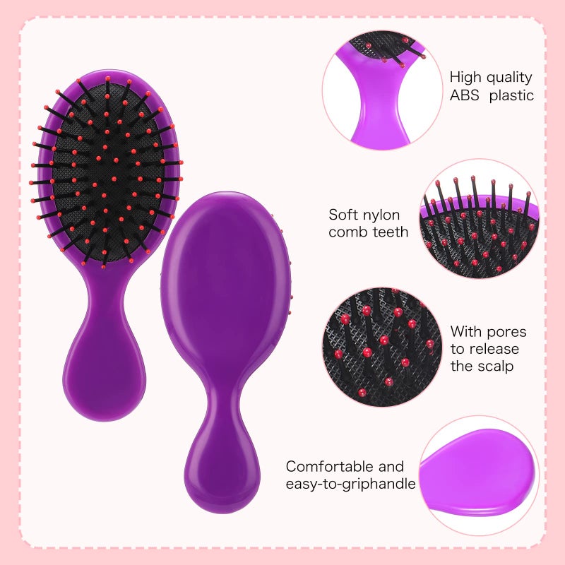 Yoande 24 Pcs Mini Brush Little Travel Mini Wet Hair Brush for Girls Detangling Soft Bristles Wet Hair for Kids Most Hair Types Smoothing with Ease Knots (Bright Colors) - Image 3
