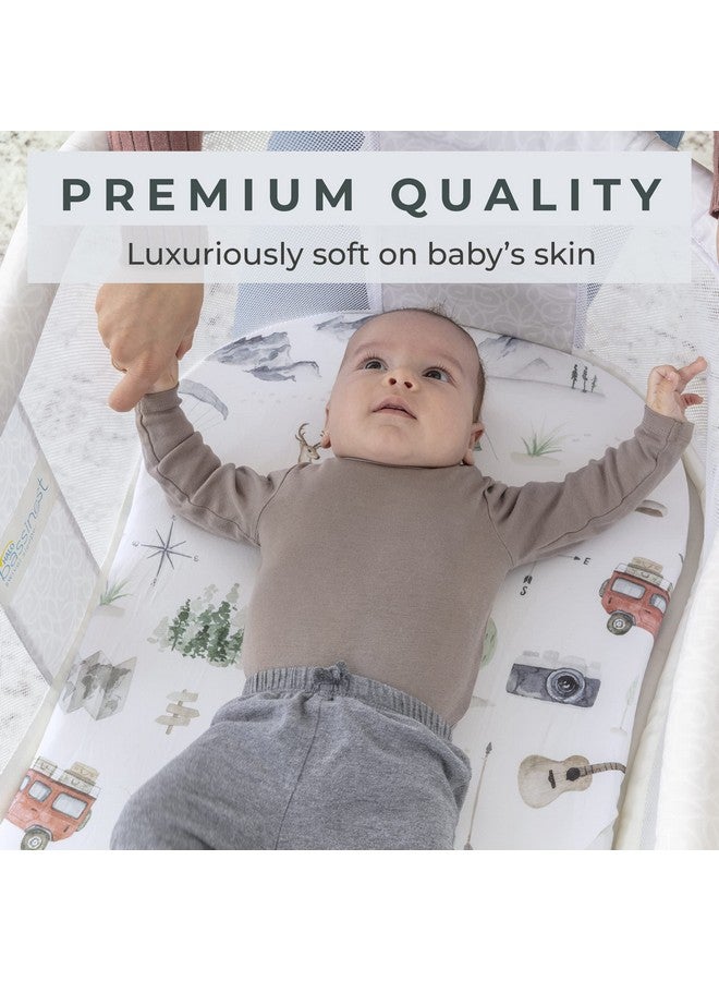 Pobibaby - 2 Pack Premium Bassinet Sheets for Standard Bassinets - Ultra-Soft Cotton Blend, Stylish Woodland Pattern, Safe and Snug for Baby (Explore) - Image 2