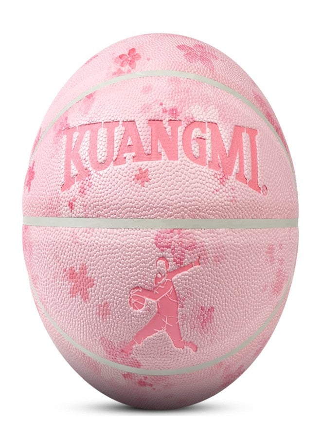 Kuangmi Pink Series Basketball, Girls Pink Basketball Size 6 Women's, Colorful Street Ball,Indoor & Outdoor for Women, Girl, Youth(Sakura) - Image 1