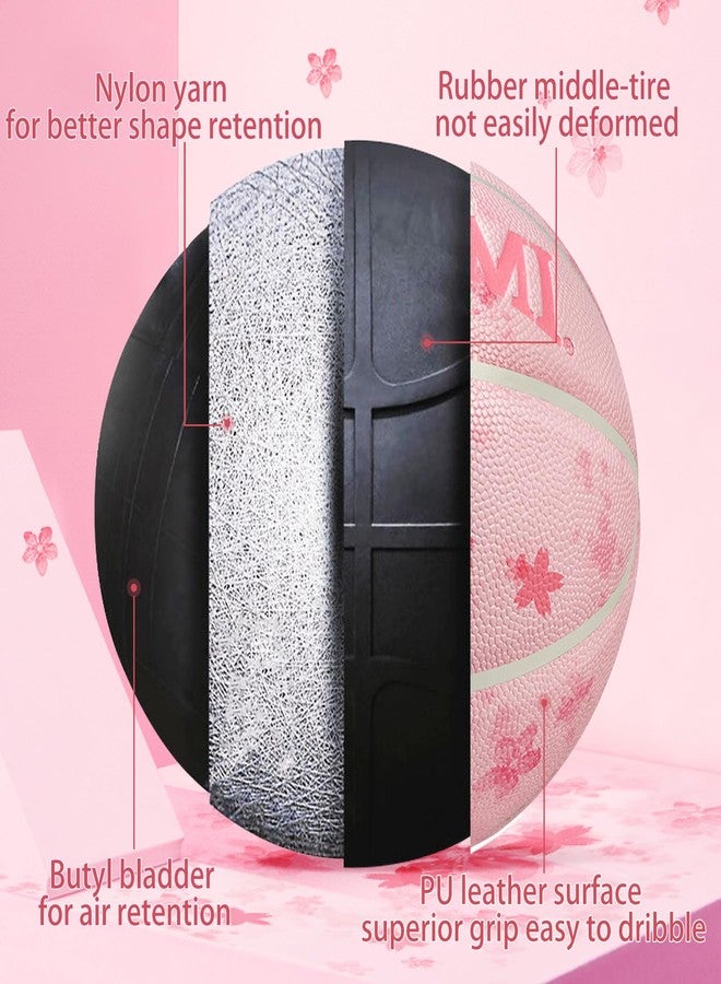 Kuangmi Pink Series Basketball, Girls Pink Basketball Size 6 Women's, Colorful Street Ball,Indoor & Outdoor for Women, Girl, Youth(Sakura) - Image 4