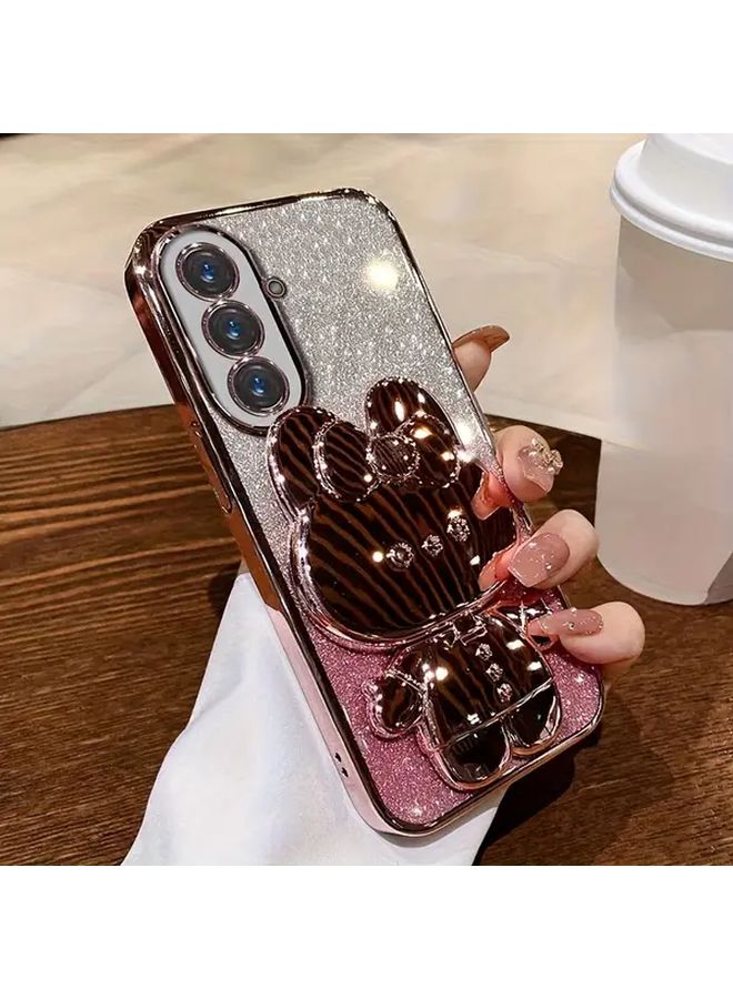 Black Compatible Shockproof Kickstand Case For Samsung Galaxy A14 5G Mirror Flash Stand Cover - Image 1