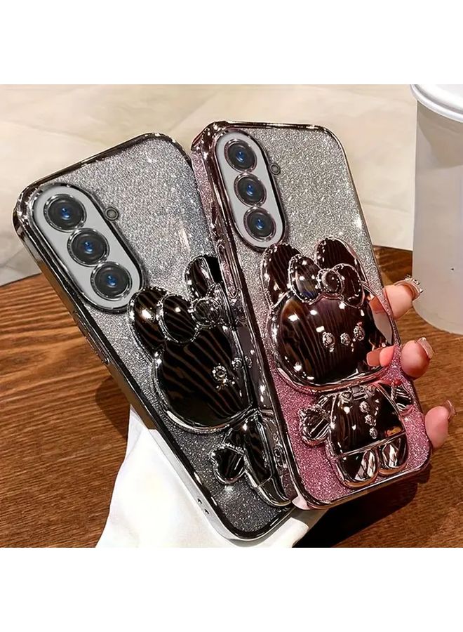 Black Compatible Shockproof Kickstand Case For Samsung Galaxy A14 5G Mirror Flash Stand Cover - Image 2