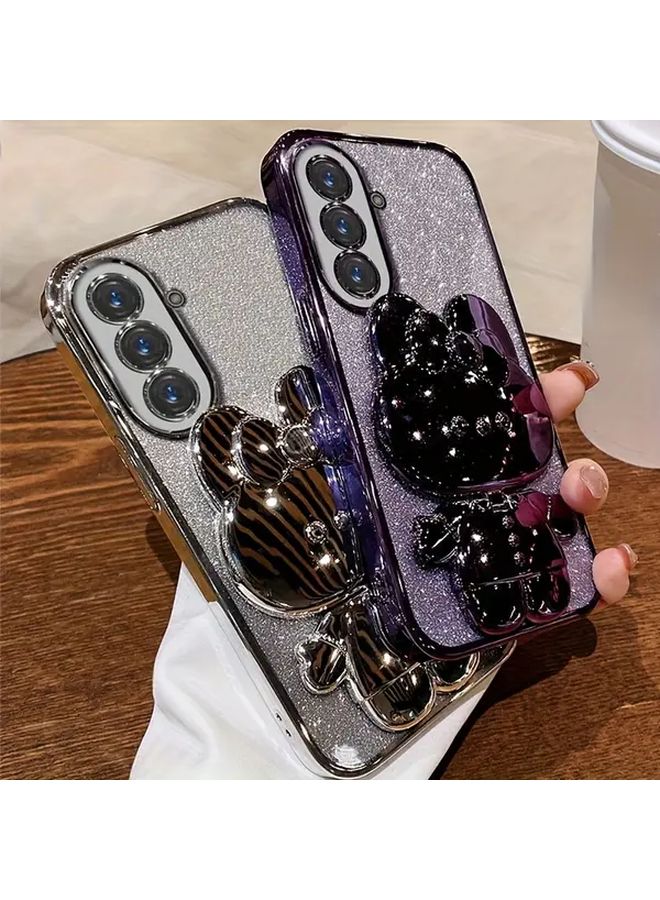 Black Compatible Shockproof Kickstand Case For Samsung Galaxy A14 5G Mirror Flash Stand Cover - Image 4
