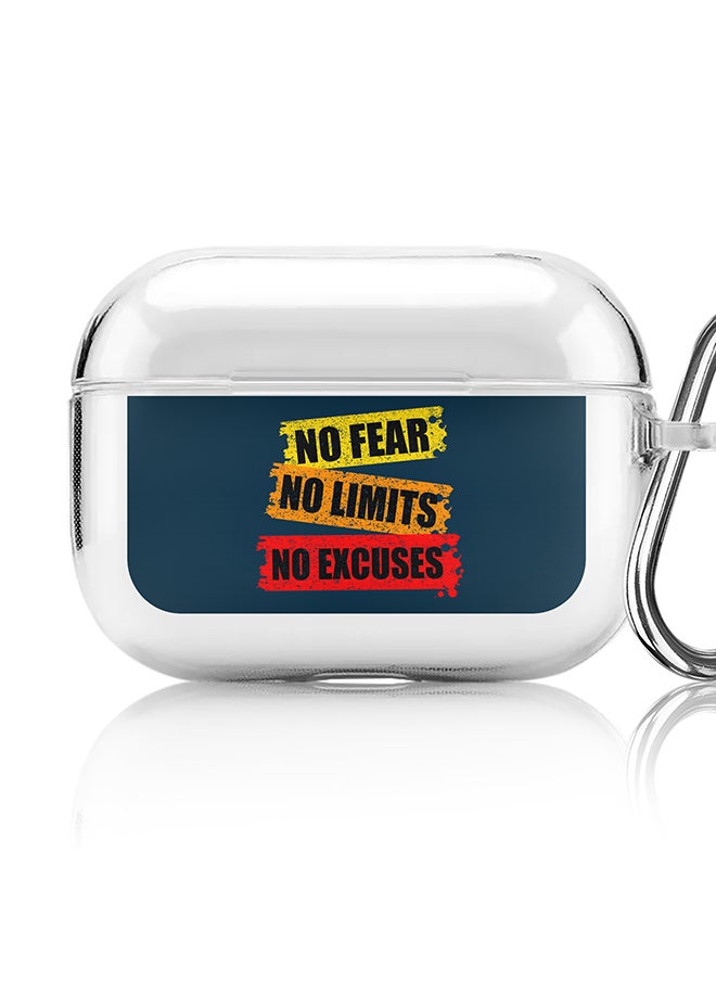 Stylizedd - Classic Clear printed Case for Apple AirPods Pro 2nd Generation Thin Transparent Cover [Designed for Apple AirPods Pro 2nd Generation] - No Fear Limits Excuses - Image 1
