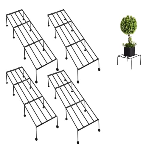 TRUPOT A-One Steels Garden Plant Stand Flower Pot Holder Heavy Duty Black Rectangular Pack of 5 Indoor Outdoor 24 Inch Length - Image 1