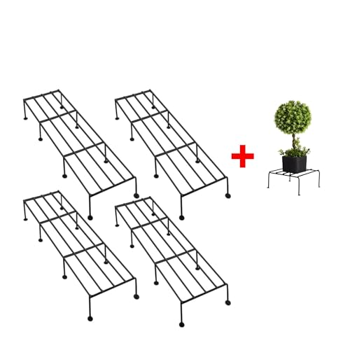 TRUPOT A-One Steels Garden Plant Stand Flower Pot Holder Heavy Duty Black Rectangular Pack of 5 Indoor Outdoor 24 Inch Length - Image 2