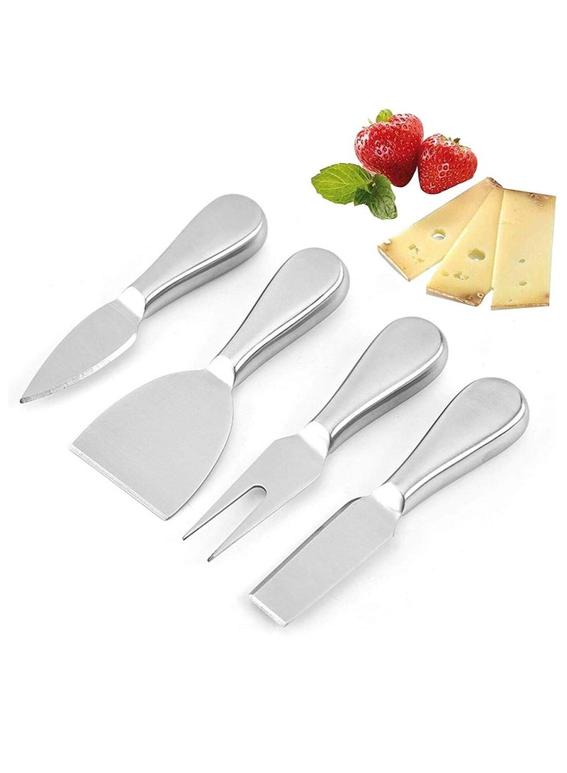 Cheese Knives Steel Stainless Cheese Slicer Cheese Cutter Spreader Fork Light Weight One-Piece Silver Design Cheese Knives Perfect Gifts for Char rie Board - Image 1