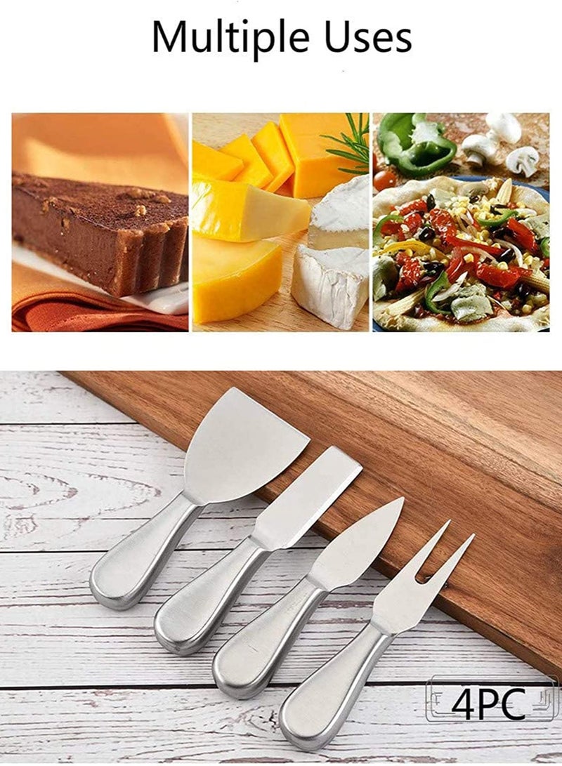 Cheese Knives Steel Stainless Cheese Slicer Cheese Cutter Spreader Fork Light Weight One-Piece Silver Design Cheese Knives Perfect Gifts for Char rie Board - Image 2