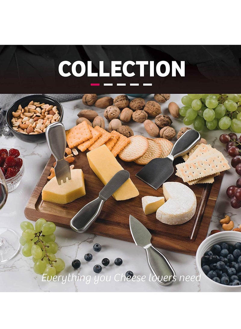 Cheese Knives Steel Stainless Cheese Slicer Cheese Cutter Spreader Fork Light Weight One-Piece Silver Design Cheese Knives Perfect Gifts for Char rie Board - Image 3