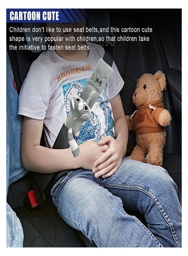 GLSOWEE 2PCS Cartoon Car Seat Belt Covers, Cute Cat Car Seat Belt Harness Cushion, Soft Shoulder Strap Protector Pad for Car, Truck, SUV, Kid, Adult, Backpack (Grey) - Image 5