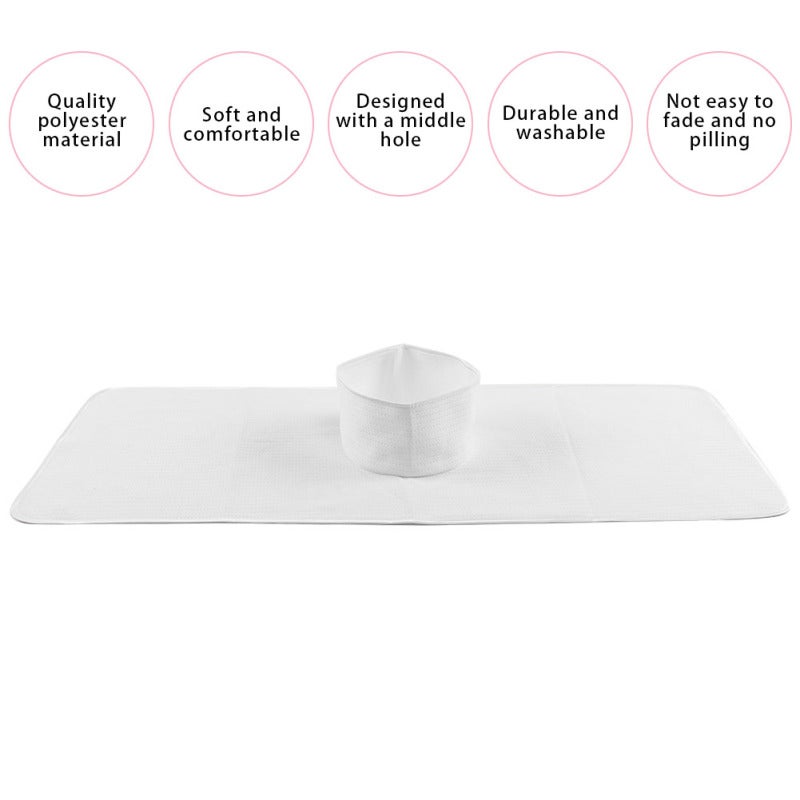 Reusable Spa Steam Towel: 1 White Polyester Bed Sheet - Breathable No-pilling Durable Massage Bed Sheet With Middle Hole For Beauty Salon Facial Massage - Image 5