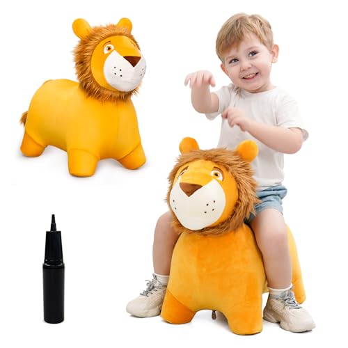 EVERICH TOY Lion Bouncy Horse Inflatable Plush Hopping Toy Bouncing Animal Hopper for Toddlers Fun RideOn Toy for Kids 18 Months6 Years Indoor Outdoor Play Great Gift Boys Girls - Image 1