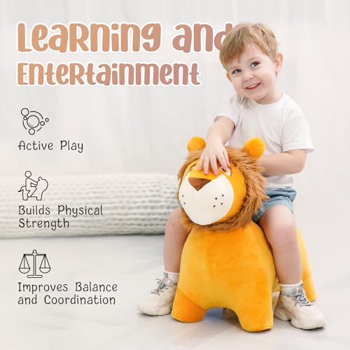 EVERICH TOY Lion Bouncy Horse Inflatable Plush Hopping Toy Bouncing Animal Hopper for Toddlers Fun RideOn Toy for Kids 18 Months6 Years Indoor Outdoor Play Great Gift Boys Girls - Image 5