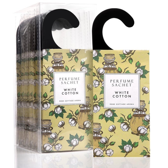 LARGE 12 PACKS WHITE COTTON HANGING CLOSET DEODORIZER AIR FRESHENER LONG LASTING SCENTED SACHETS SMELL GOODS FOR HOUSE