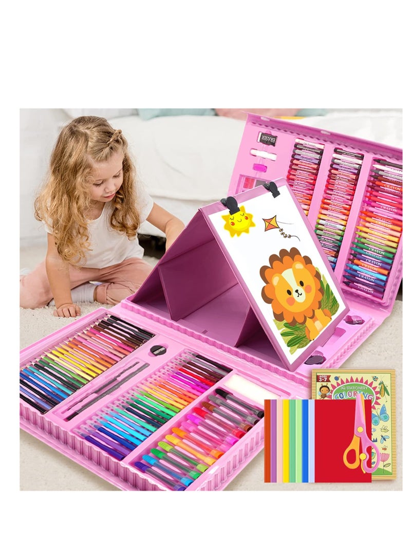 Generic 208 Pieces Art Supplies, Drawing Art Set for Kids Girls Boys Teens, Art Kit Bag with Tri-Fold Easel, Includes Oil Pastels, Colored Pencils, Coloring Book, Scissors, Origami Paper, 40 Sheets - Image 1