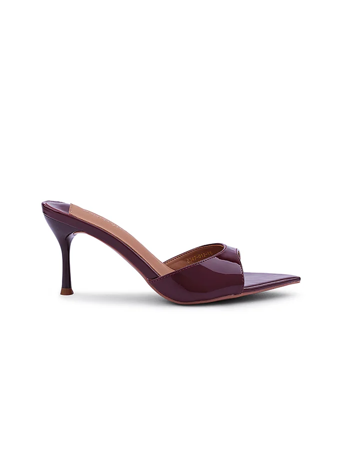 Embroidered Open-Toe Mule Heels