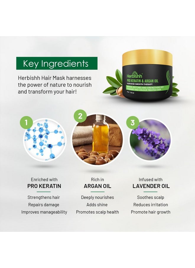 Herbishh - Argan Hair Mask-Deep Conditioning & Hydration For Healthier Looking Hair- For Very Dry, Weak, Stressed Out Hair, No Sulphates, No Parabens (100 Gm) - Image 1